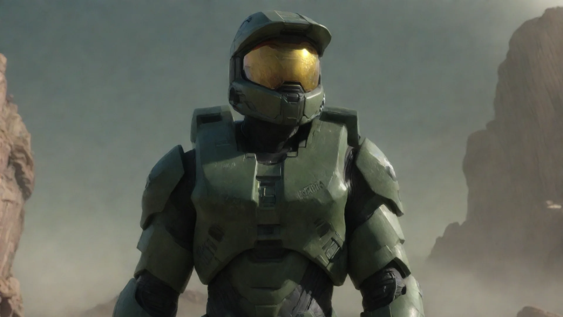 aiartstation art master chief with earth behind him confident engaging wow 3 wide