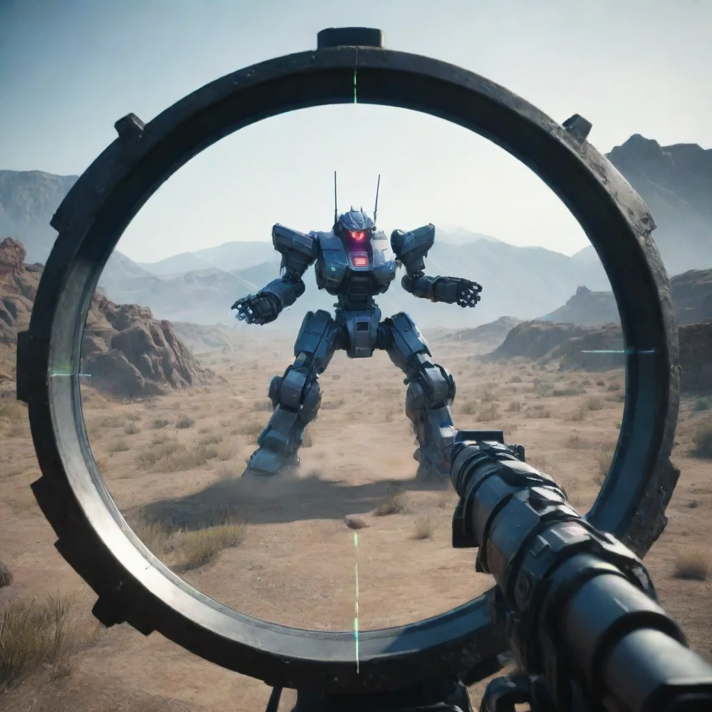 aiartstation art mecha battle robot machine hud crosshairs futuristic first person view radar sonar confident engaging wow 3