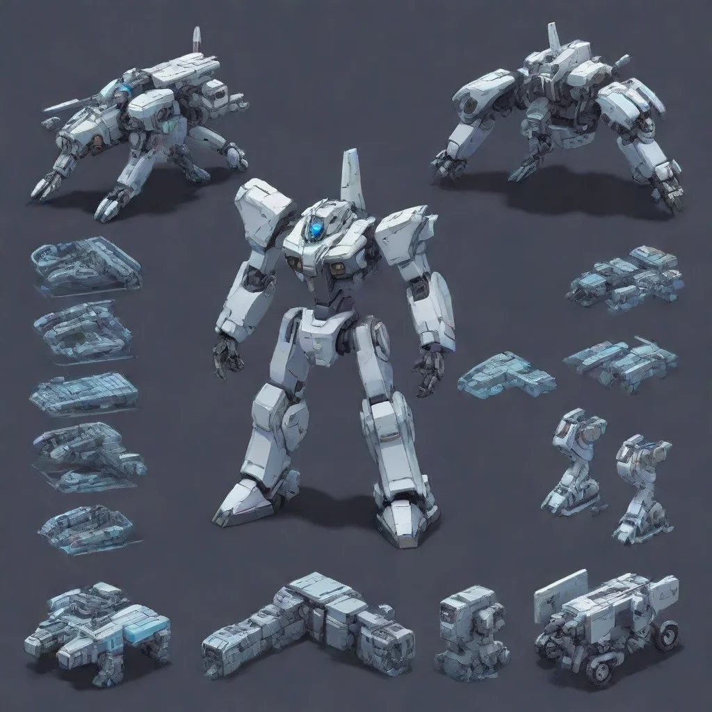 artstation art mecha isometric apritesheet confident engaging wow 3