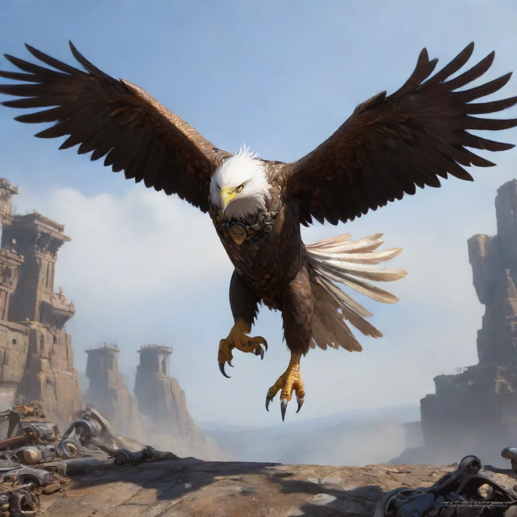 aiartstation art mechanical eagle landing confident engaging wow 3