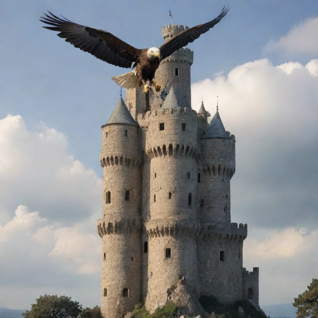 aiartstation art medusa   give me a picutre of a castle with an eagle sitting on top of a turret confident engaging wow 3