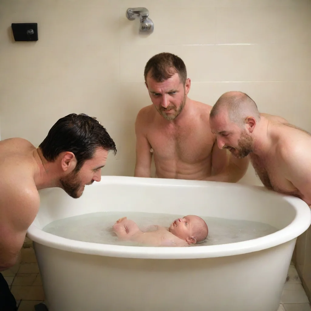 aiartstation art men drowning a newborn baby in a bath confident engaging wow 3