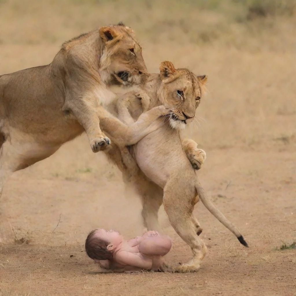 aiartstation art men throwing a newborn baby at lions confident engaging wow 3