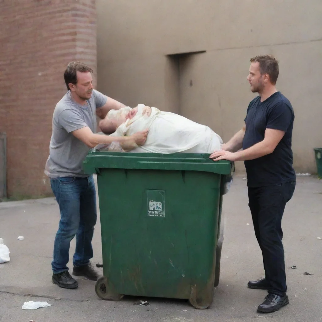 aiartstation art men throwing a newborn baby in the dumpster confident engaging wow 3