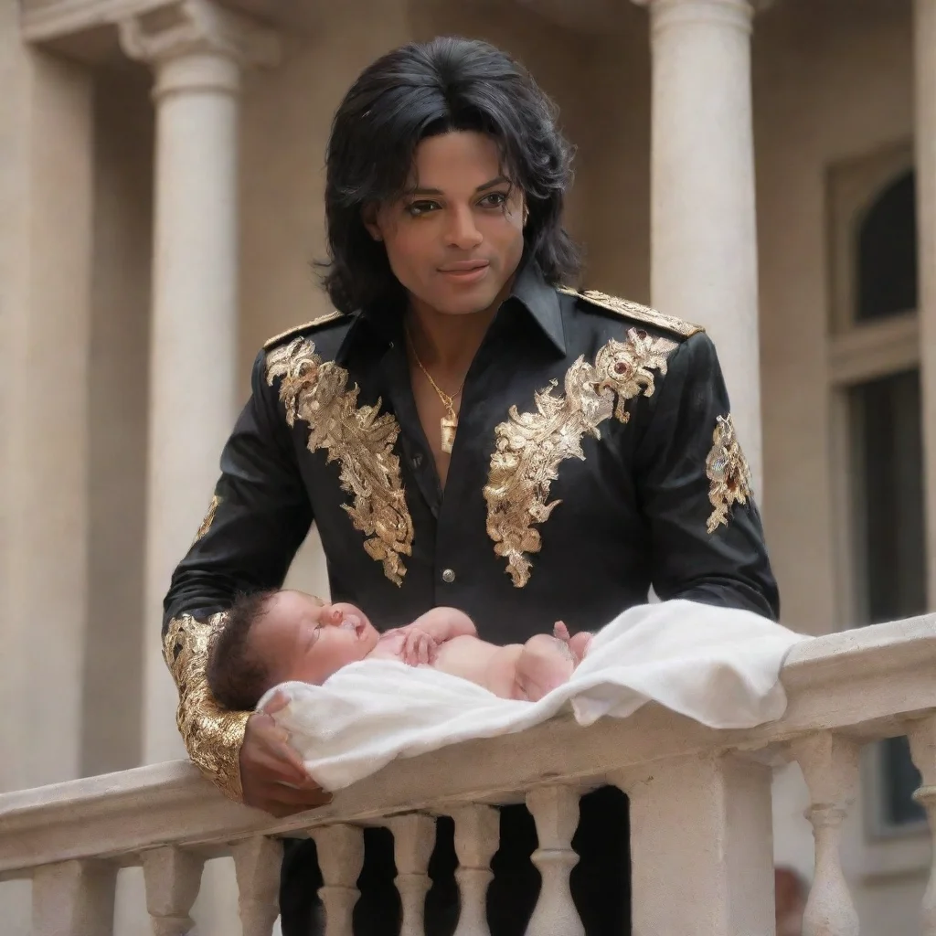 aiartstation art micheal jackson dropping a newborn baby off a balcony confident engaging wow 3