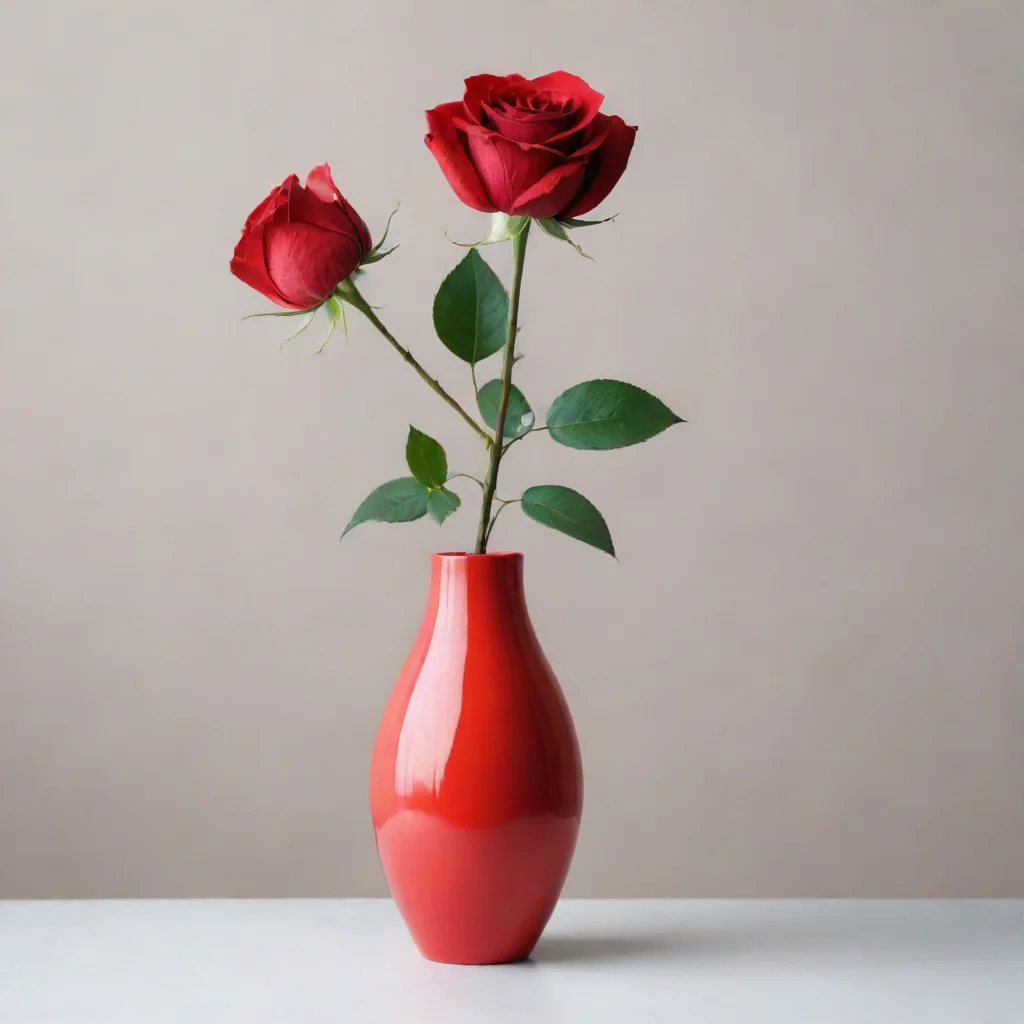 aiartstation art minimalist rose in red vase confident engaging wow 3