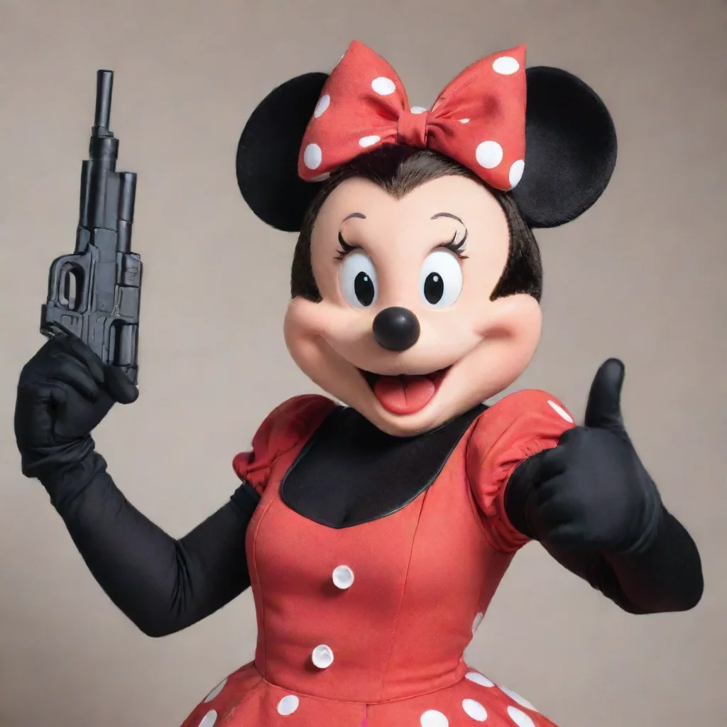 aiartstation art minnie mouse smiling with black gloves and gun confident engaging wow 3