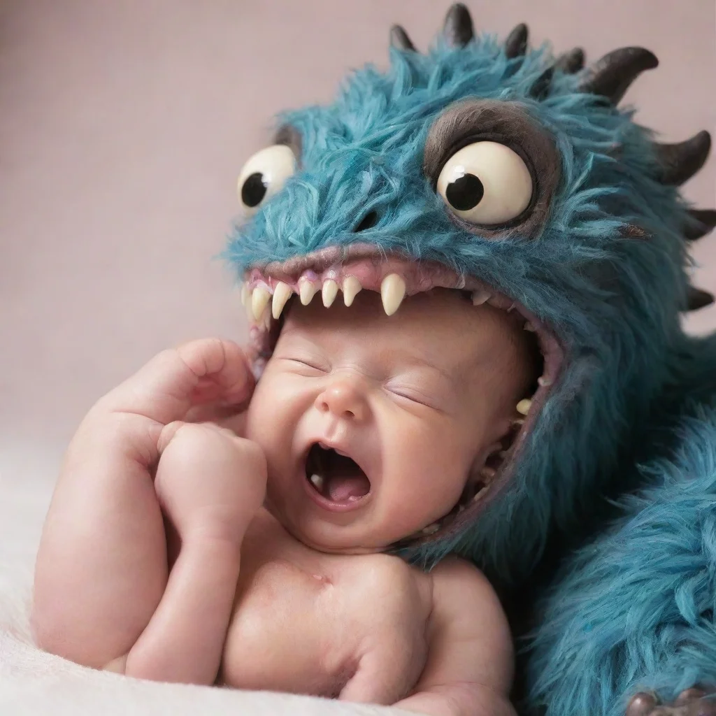 aiartstation art monster biting newborn baby confident engaging wow 3