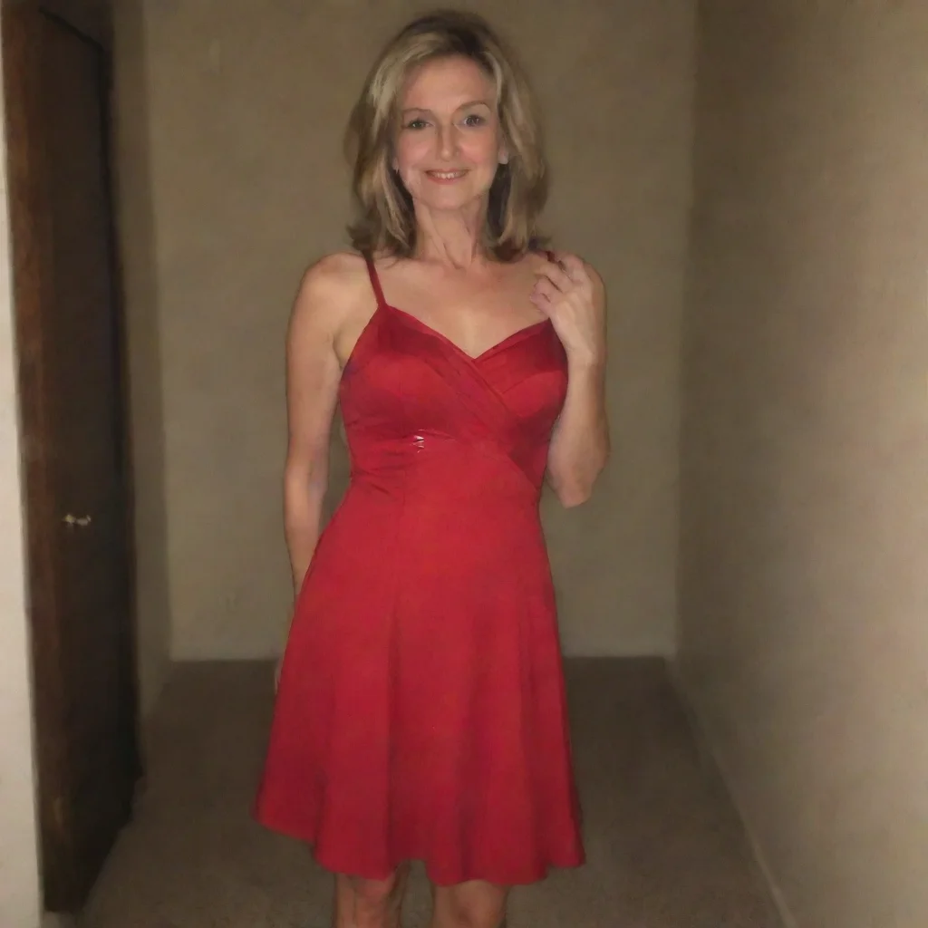 aiartstation art my mom in a red dress at night ready to date me confident engaging wow 3
