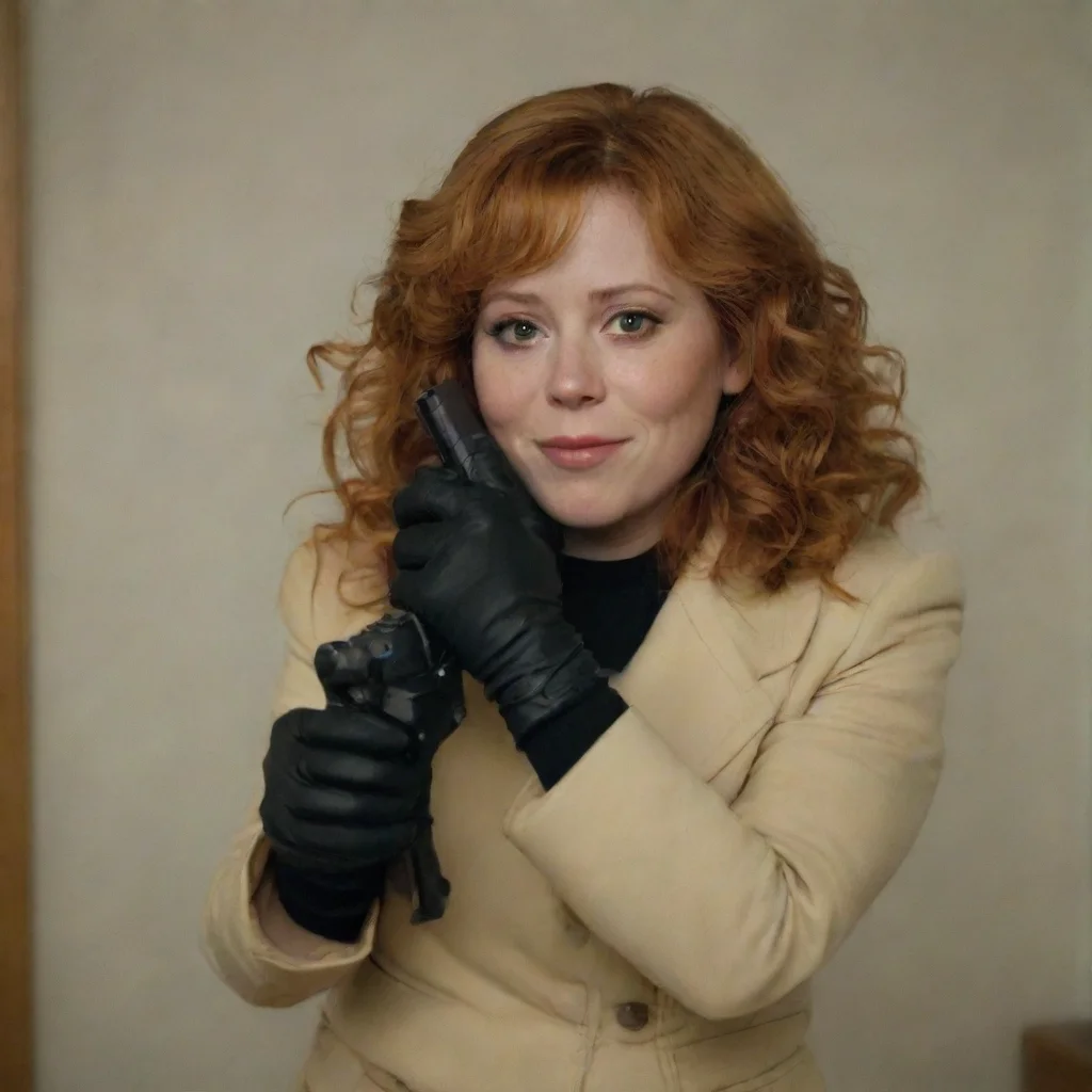 aiartstation art natasha lyonne as nadia vulvokov from russian doll smiling with black gloves and gun hd confident engaging wow 3