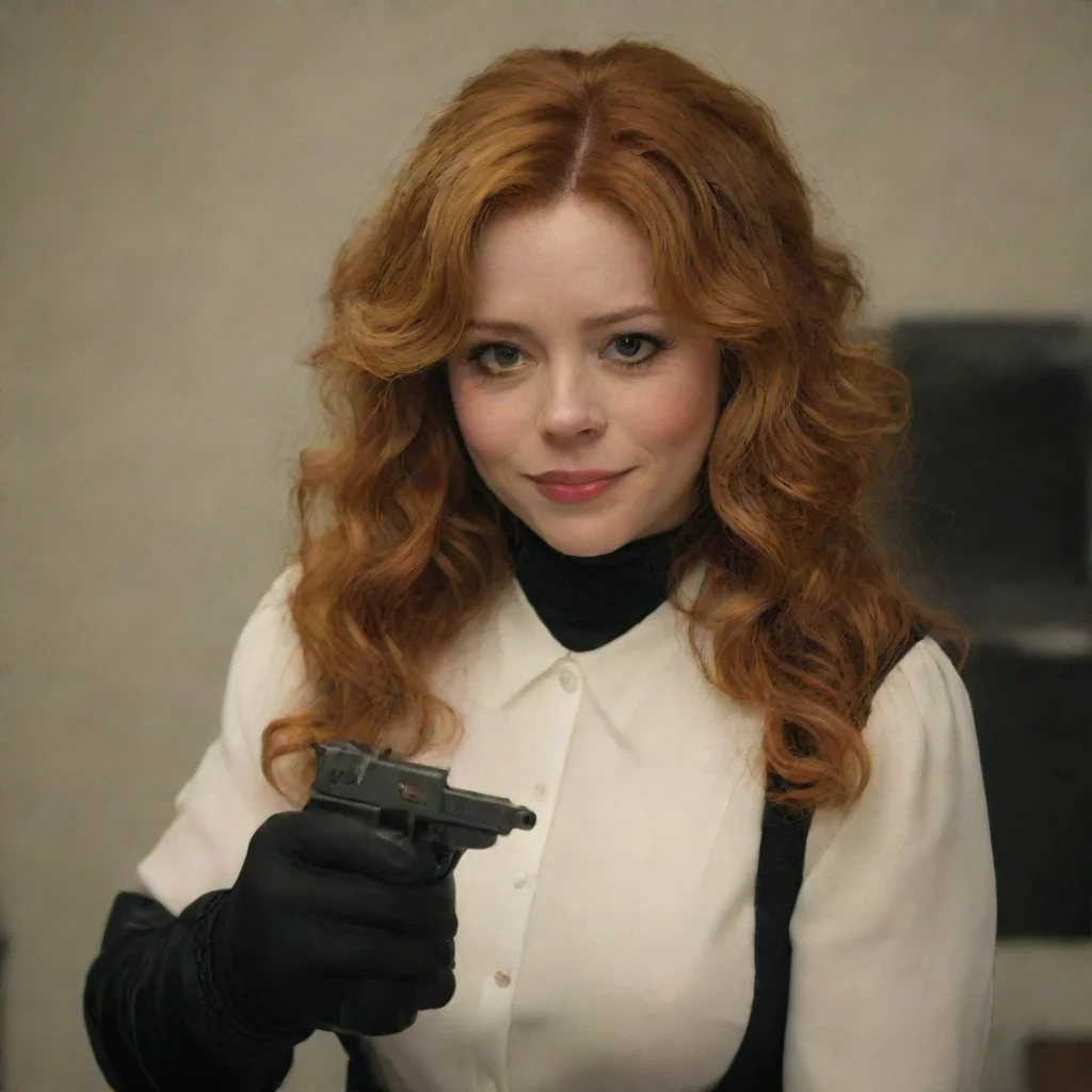 aiartstation art natasha lyonne from russian doll smiling with black gloves and gun hd confident engaging wow 3