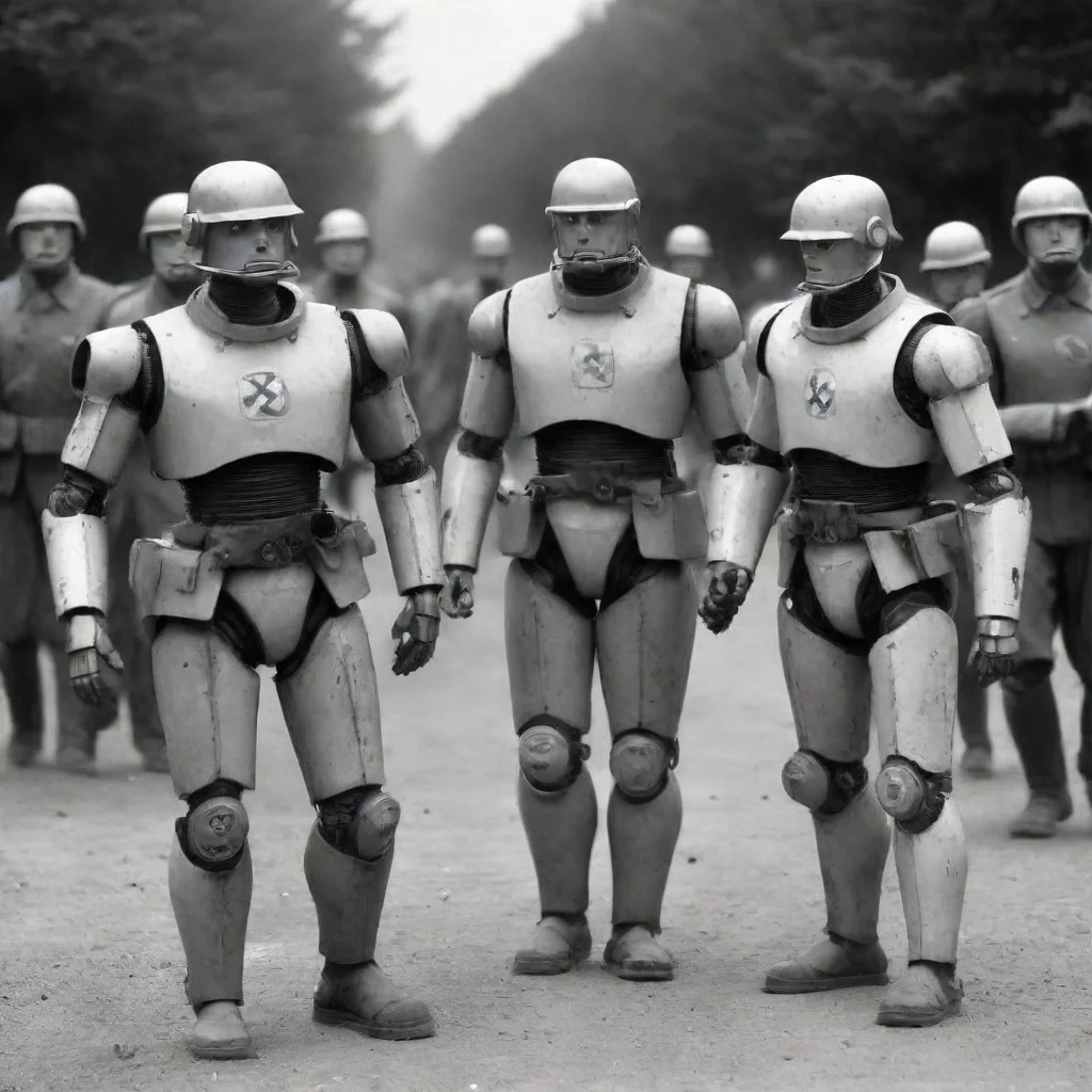 artstation art nazi robots soldiers blank and white confident engaging wow 3