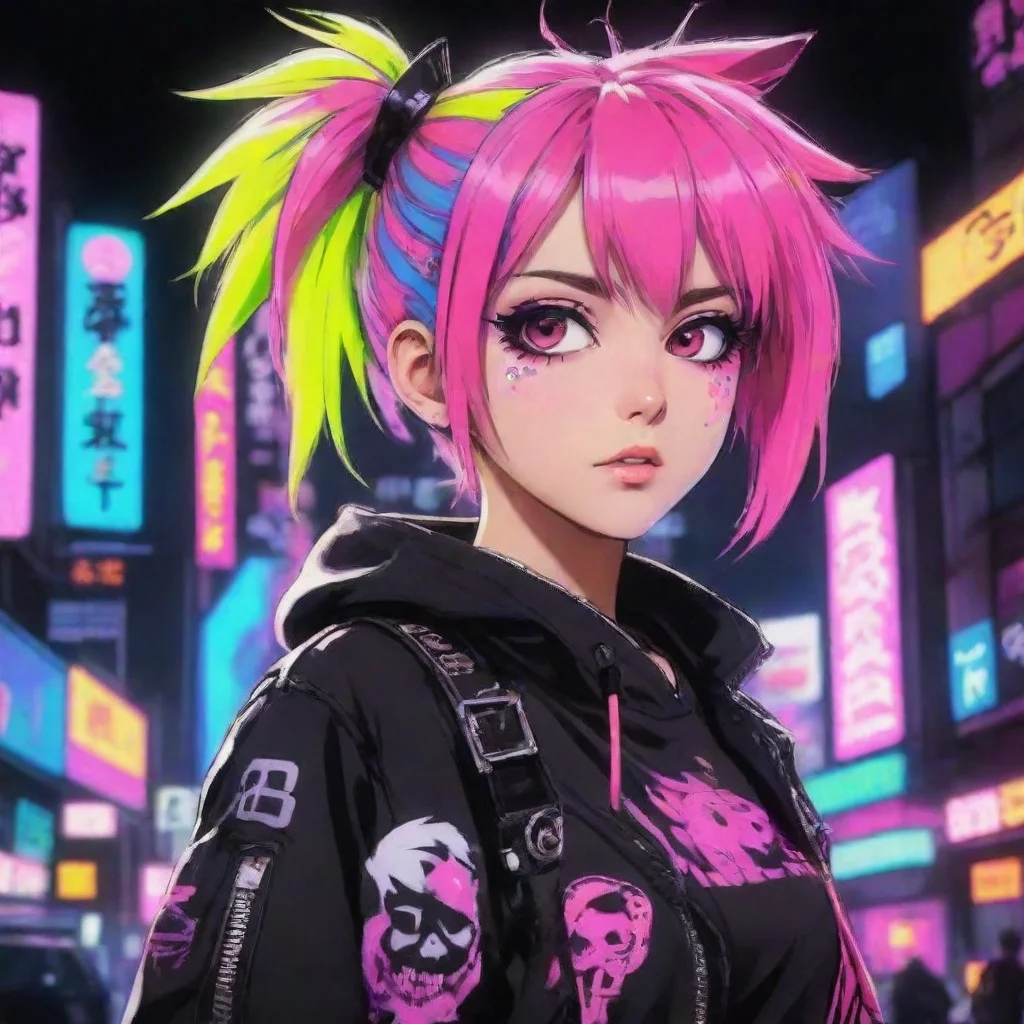 aiartstation art neon punk anime confident engaging wow 3