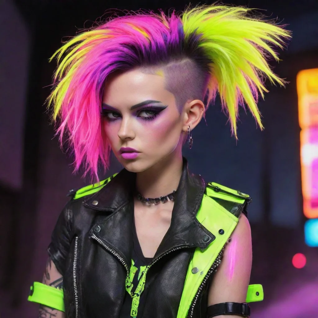 aiartstation art neon punk confident engaging wow 3