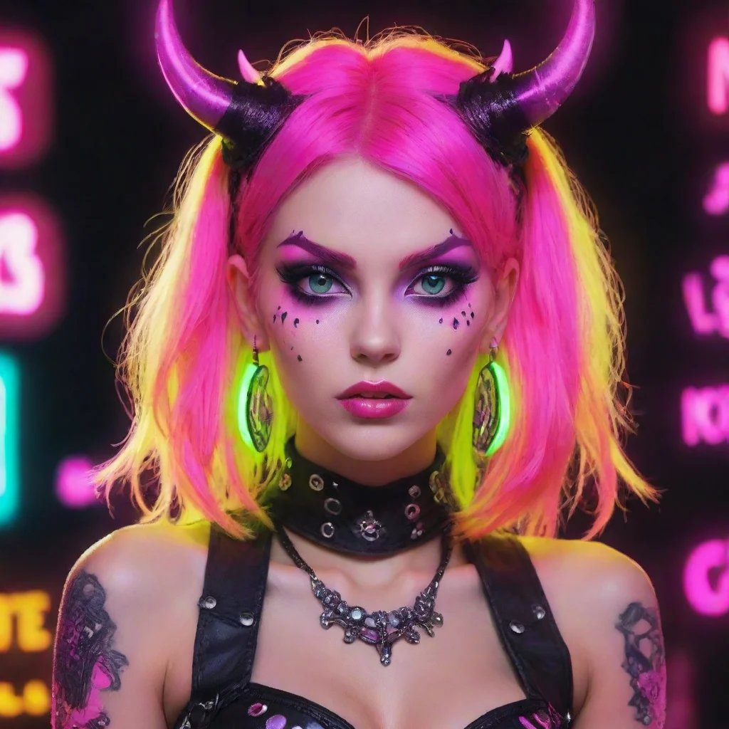 aiartstation art neon punk fantasy sweet demon confident engaging wow 3