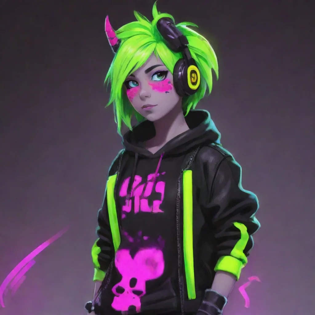 aiartstation art neon punk of kris from undertale confident engaging wow 3