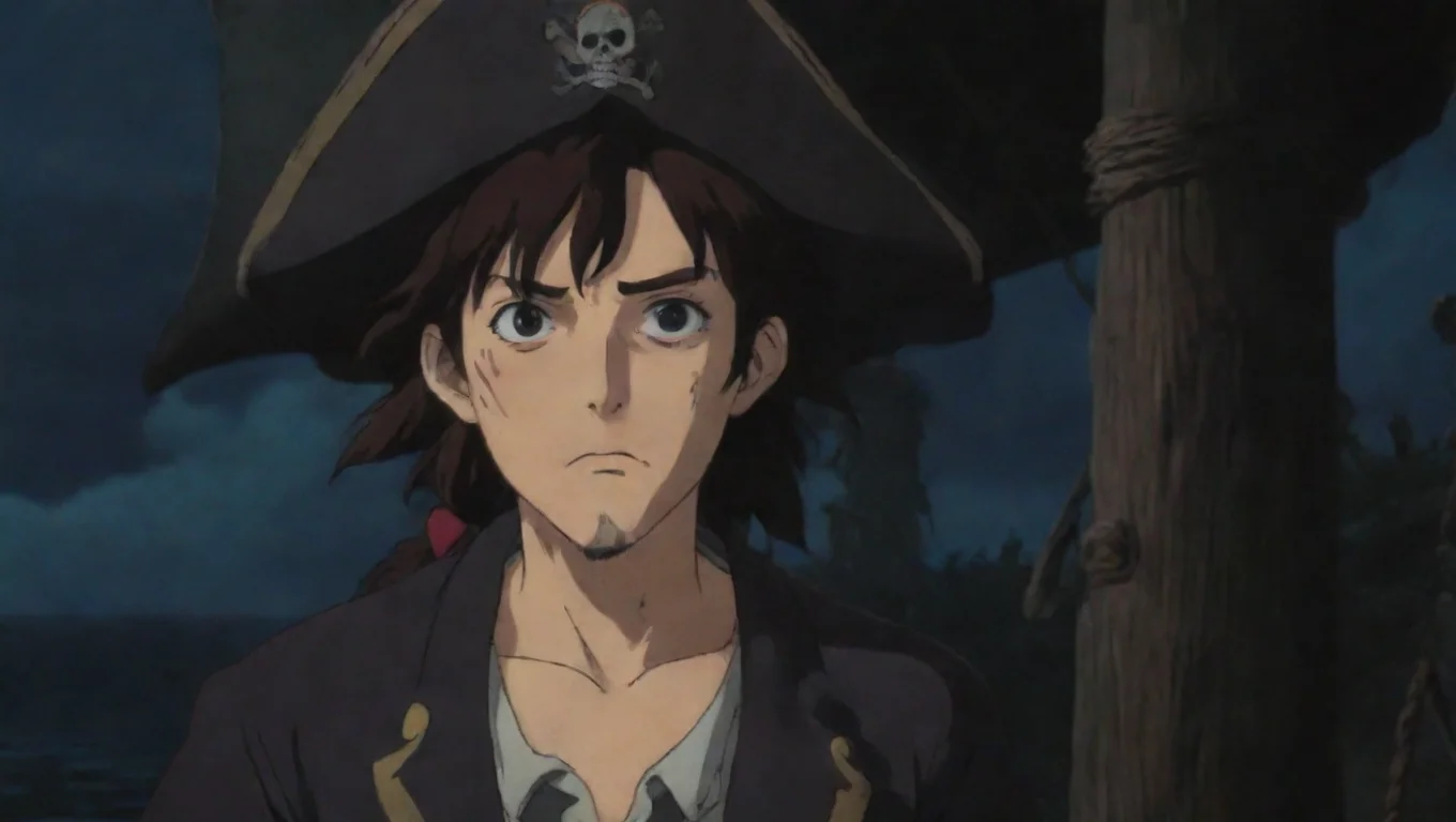 artstation art nervous pirate talking to captain hd ghibli anime aesthetic dark horror 1800 vibe pirates ruthless confident engaging wow 3 widescreen