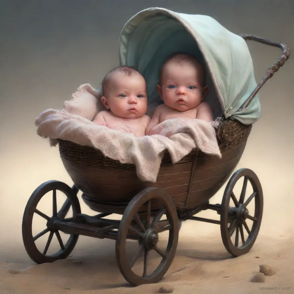 artstation art newborn babies in a double buggy confident engaging wow 3