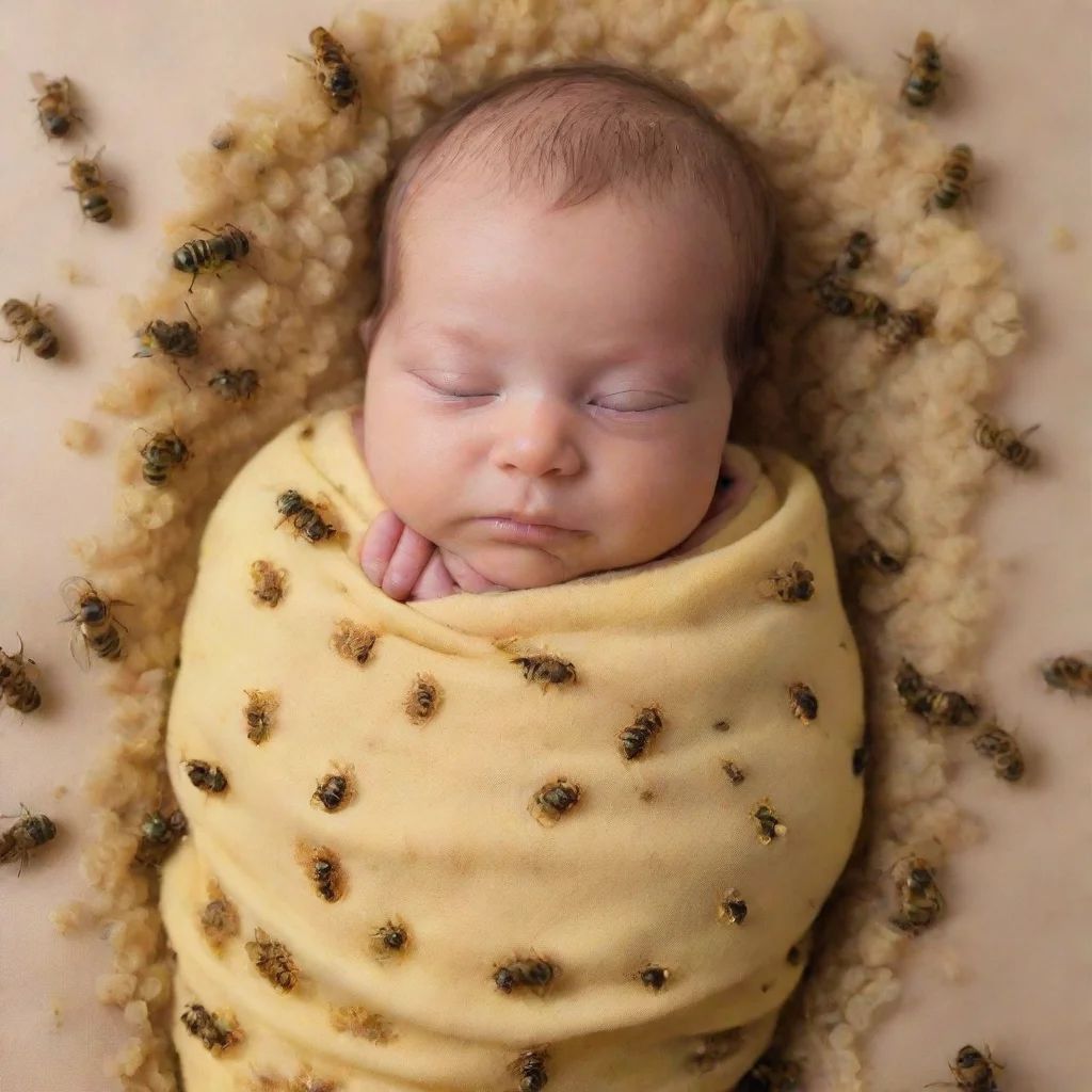 aiartstation art newborn baby covered in bees confident engaging wow 3