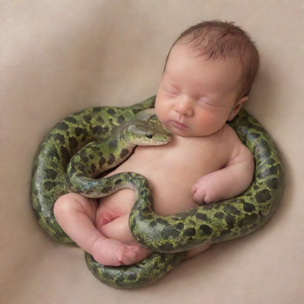 aiartstation art newborn baby in a snake confident engaging wow 3