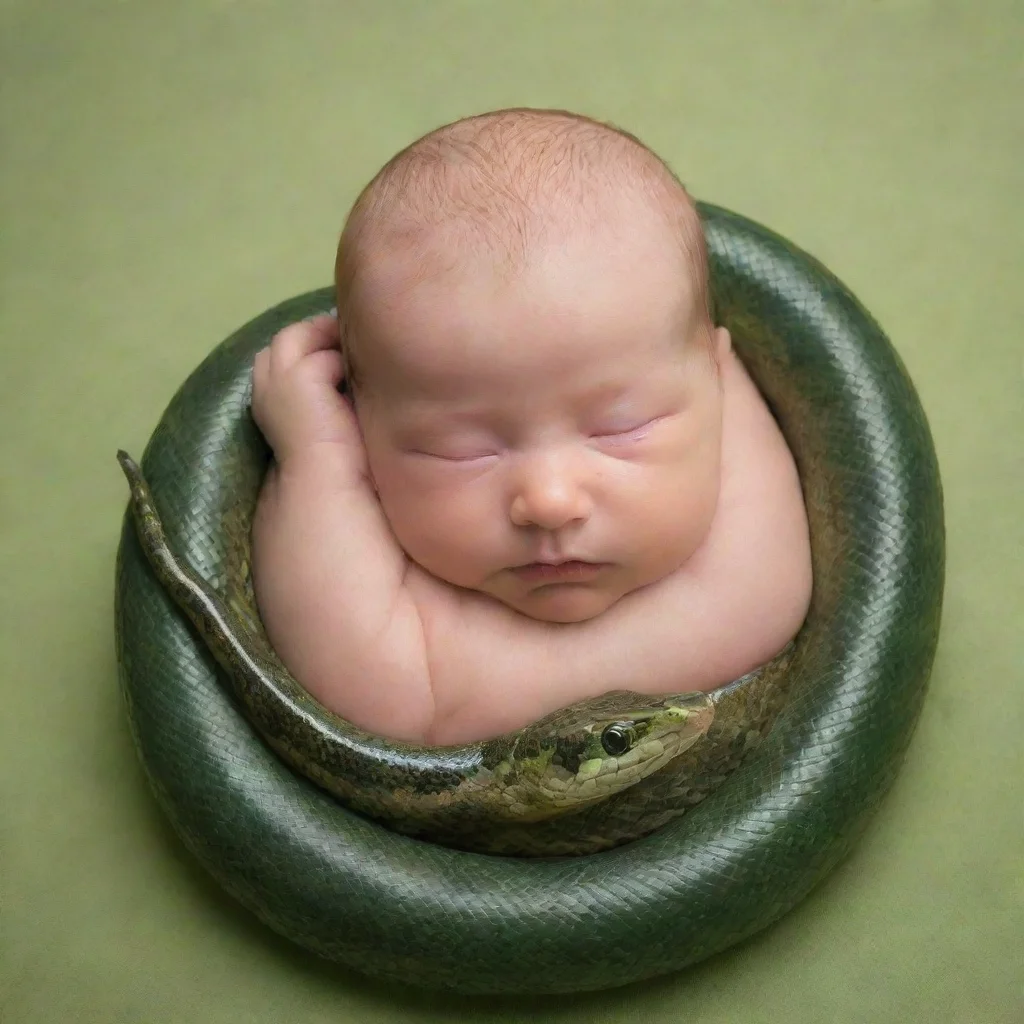 aiartstation art newborn baby on a snake confident engaging wow 3