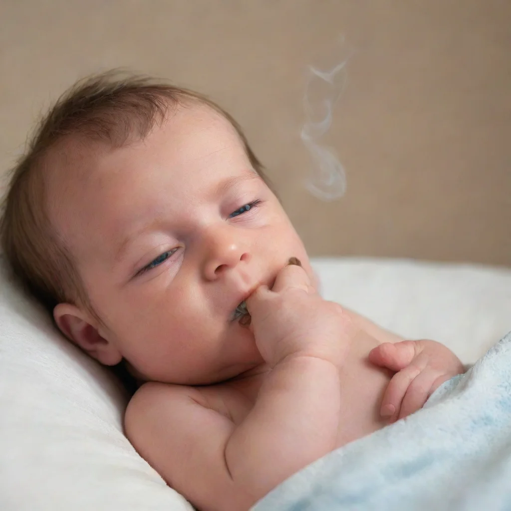 artstation art newborn baby smoking a cigarette confident engaging wow 3