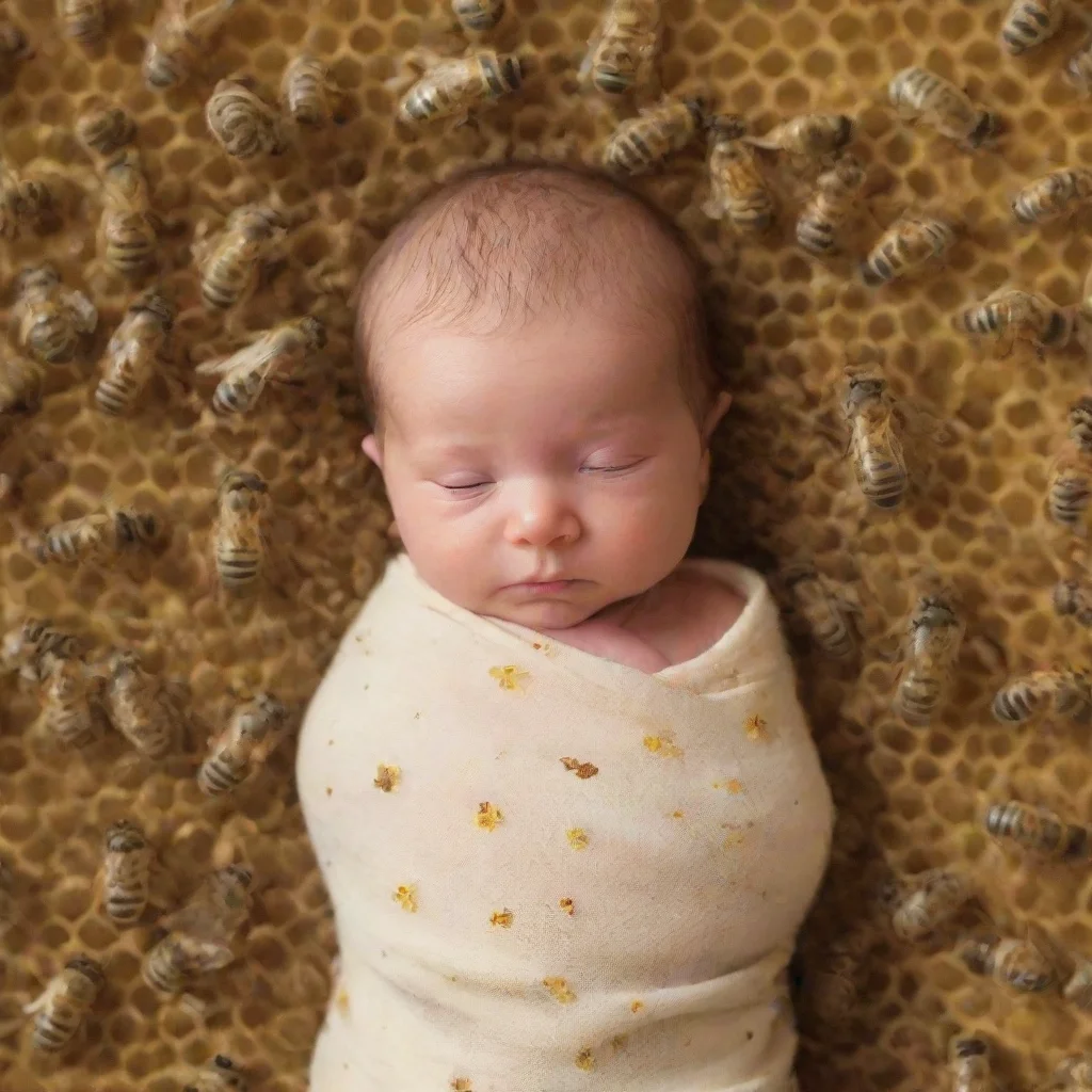 aiartstation art newborn baby surrounded by bees confident engaging wow 3