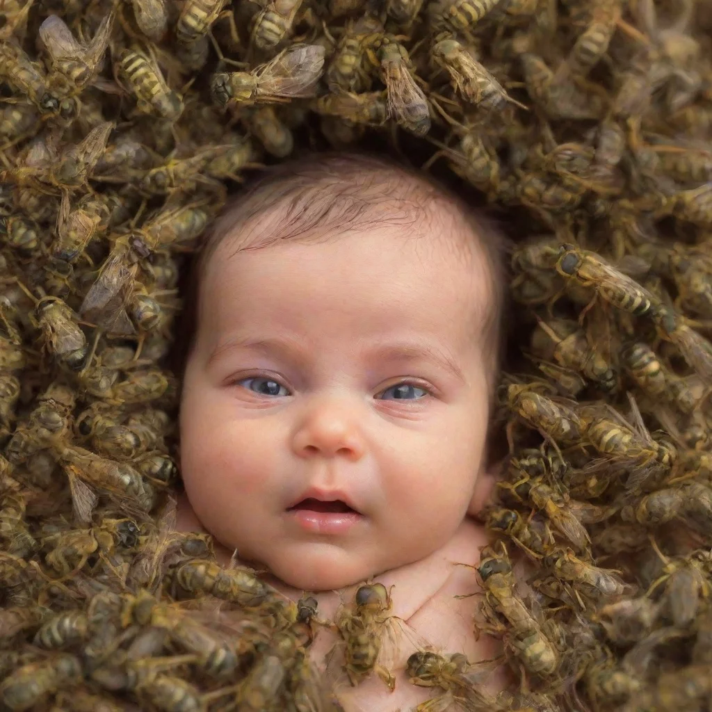 aiartstation art newborn baby surrounded by wasps confident engaging wow 3