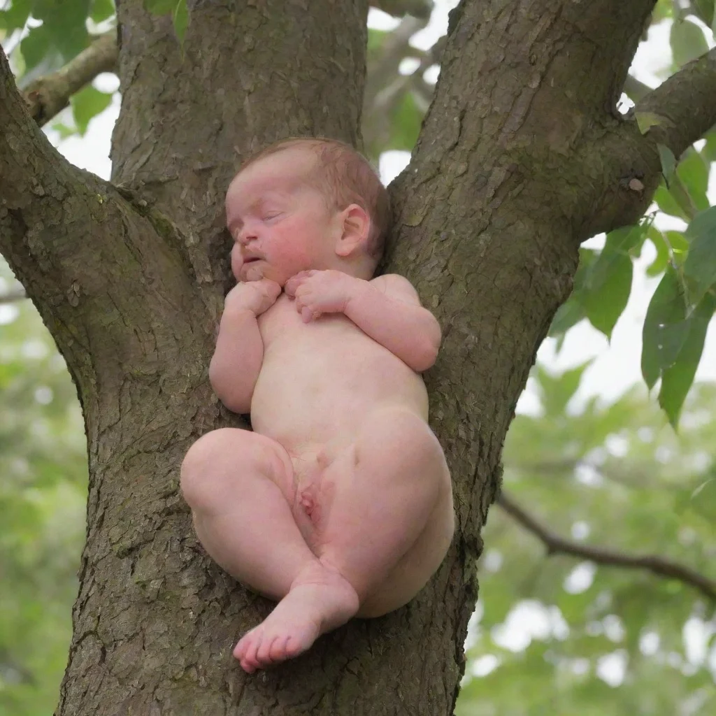 artstation art newborn baby up a tree confident engaging wow 3