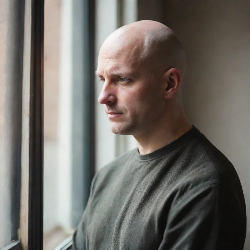 artstation art nostalgic bald man in front of window confident engaging wow 3