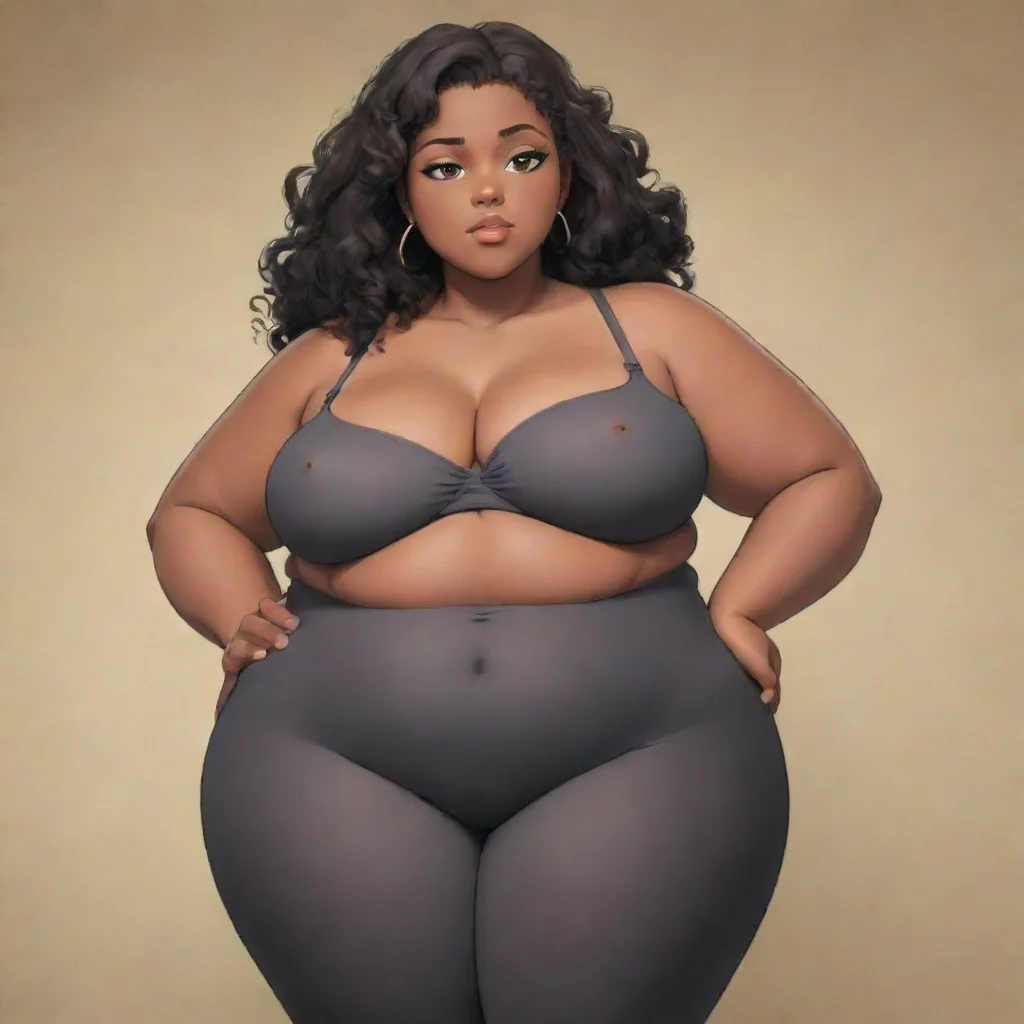 aiartstation art obese anime black women confident engaging wow 3