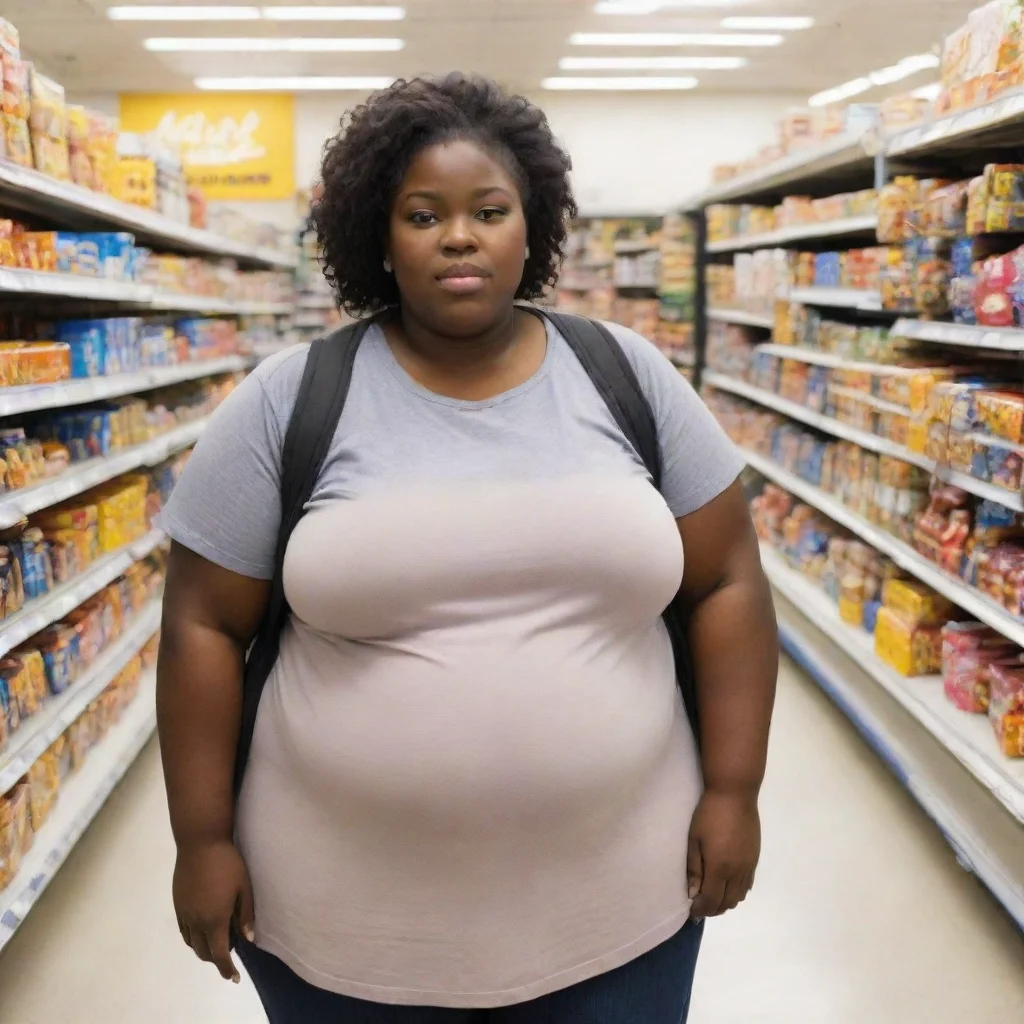 aiartstation art obese black woman in walmart confident engaging wow 3