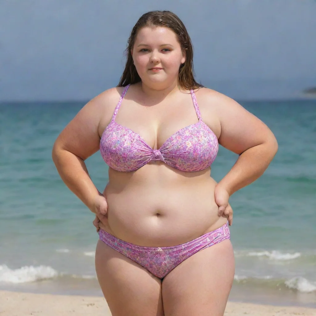 artstation art obese young girl in bikini confident engaging wow 3