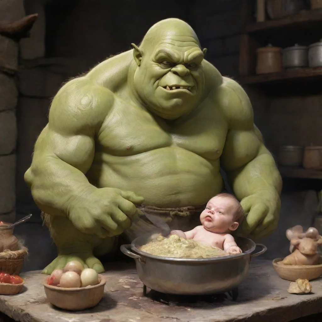 aiartstation art ogre cooking a baby confident engaging wow 3
