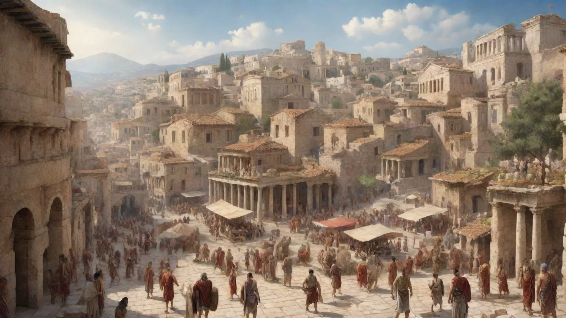 aiartstation art old greek and roman civilization busy town confident engaging wow 3 hdwidescreen