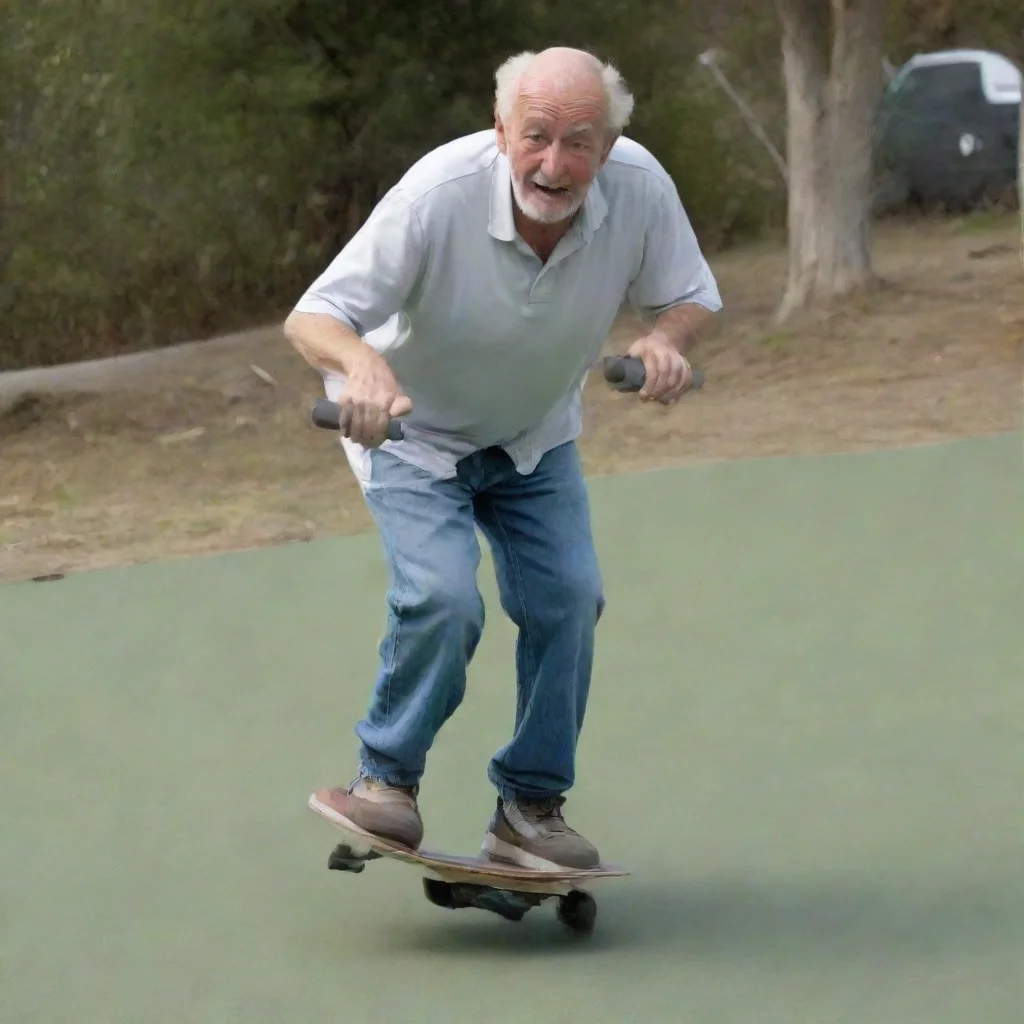 aiartstation art old man riding a ripstick confident engaging wow 3