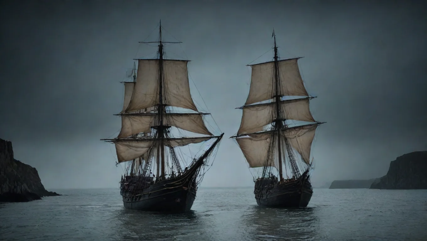 artstation art old sailing vessel leaving harbour dark horror vibe 1800 confident engaging wow 3 widescreen