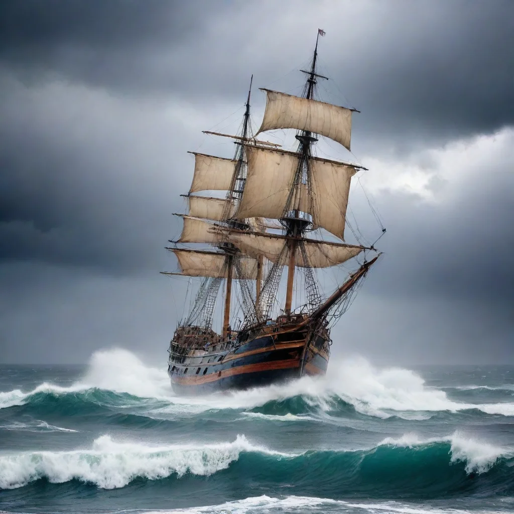 artstation art old ship in storm confident engaging wow 3