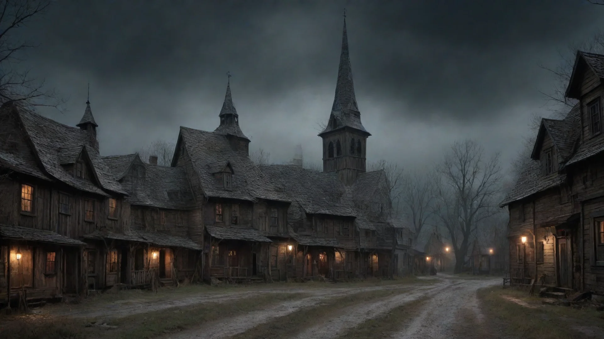 aiartstation art old spooky town 1800s vampire town steeple olden days windswept hd epic confident engaging wow 3 wide