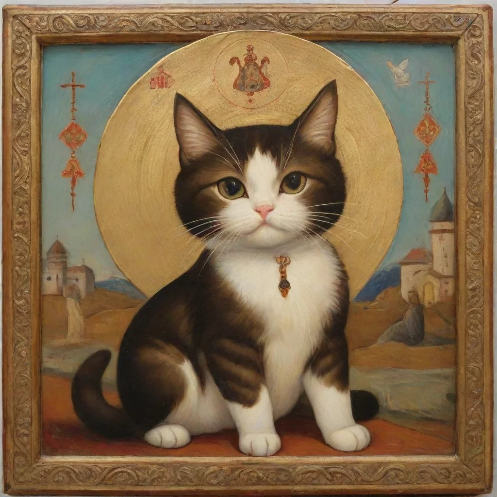 aiartstation art orthodox icon of cat confident engaging wow 3