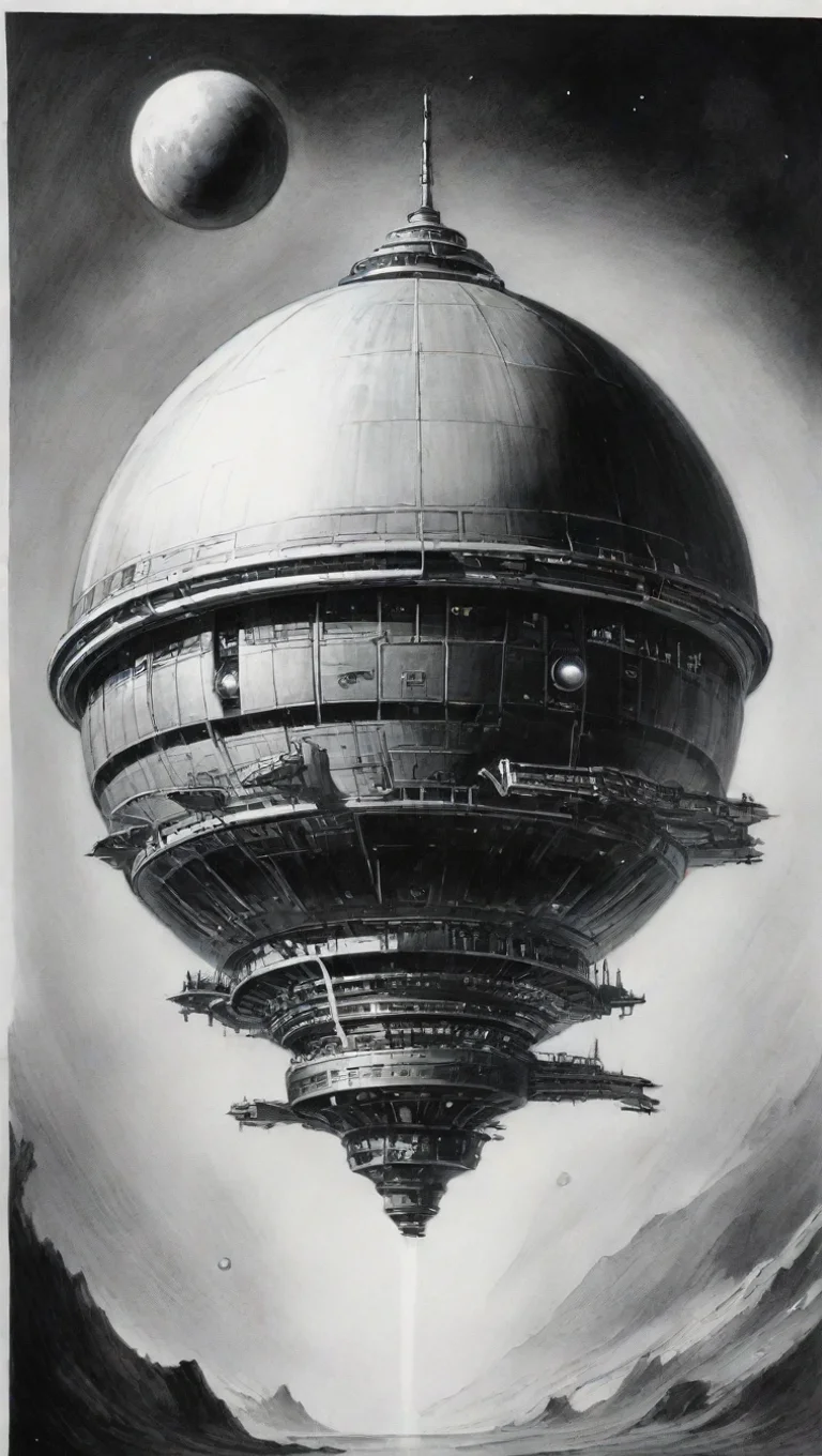 aiartstation art perry rhodan full spherical spaceship ink confident engaging wow 3 tall