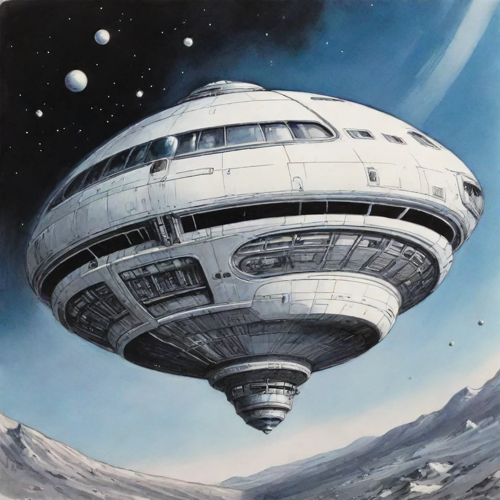 aiartstation art perry rhodan spheric small spaceship ink cartoon style art   confident engaging wow 3