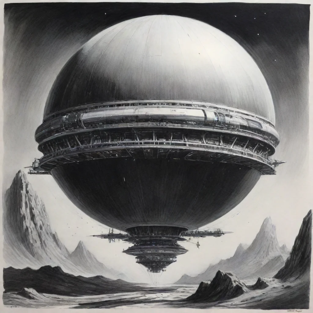 aiartstation art perry rhodan spherical spaceship ink confident engaging wow 3