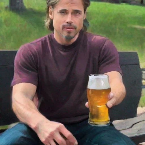aiartstation art picture of brad pitt holding a beer confident engaging wow 3