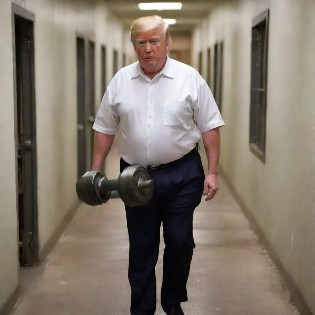 aiartstation art picture of donald trump in prison carrying weights confident engaging wow 3