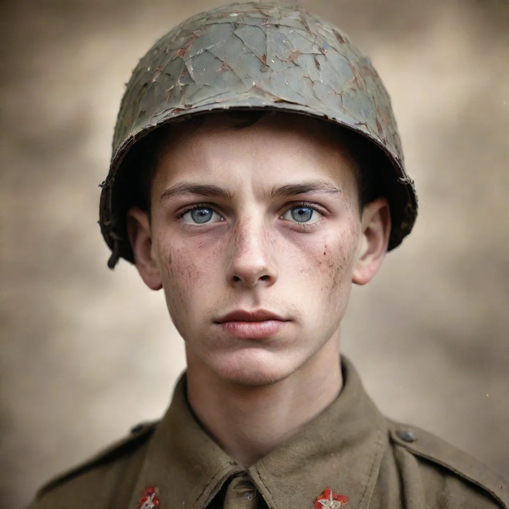 aiartstation art portrait of a young bloody young soldier normandie ww2 ptsd confident engaging wow 3
