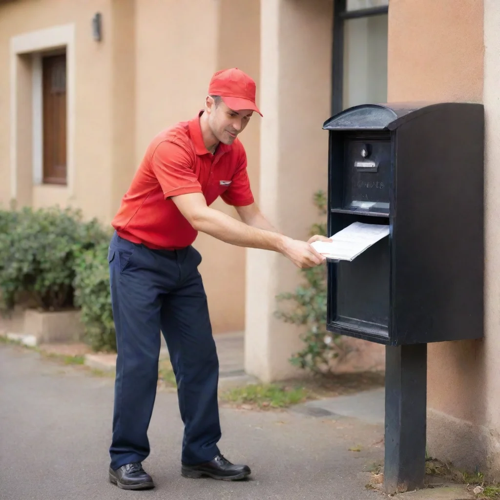 aiartstation art postman dropping one mail in the mail box confident engaging wow 3