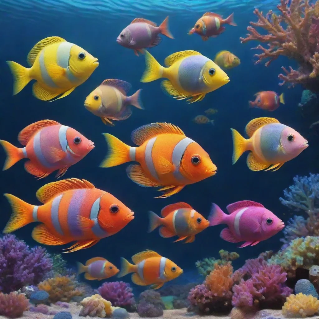 artstation art psychodelic seabank funny fishes  confident engaging wow 3