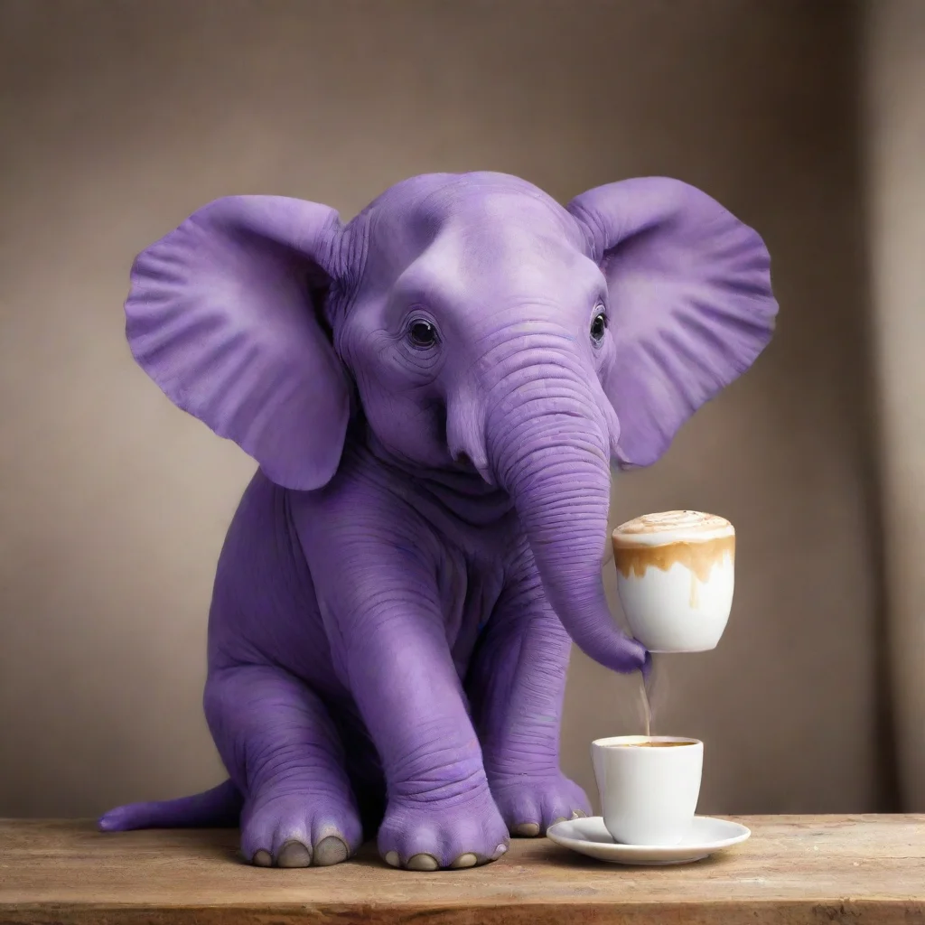artstation art purple elephant having coffee  confident engaging wow 3