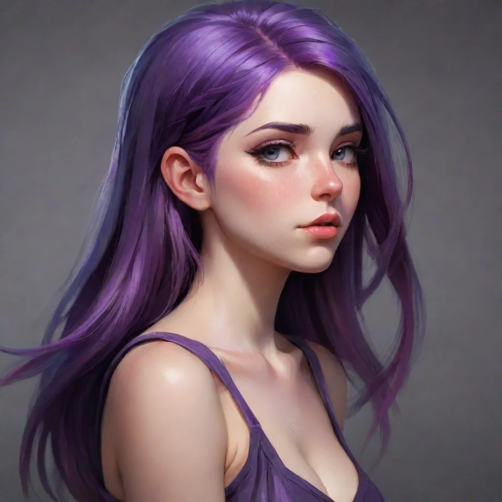 artstation art purple haired girl confident engaging wow 3